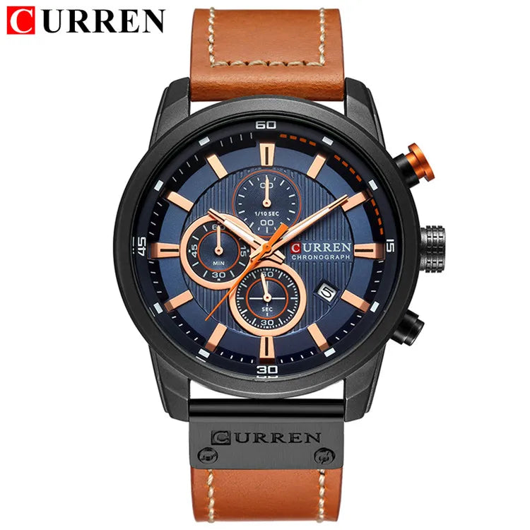 CURREN orologio da uomo in pelle orologi sportivi da uomo esercito militare orologio da polso al quarzo cronografo orologio maschile Relogio Masculino