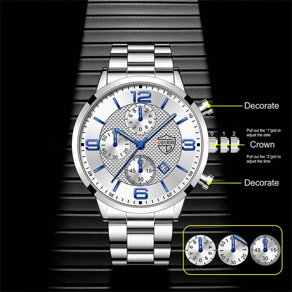 Orologi da uomo alla moda Orologio da polso al quarzo di lusso Calendario da uomo Business Casual Orologio in pelle Orologio luminoso