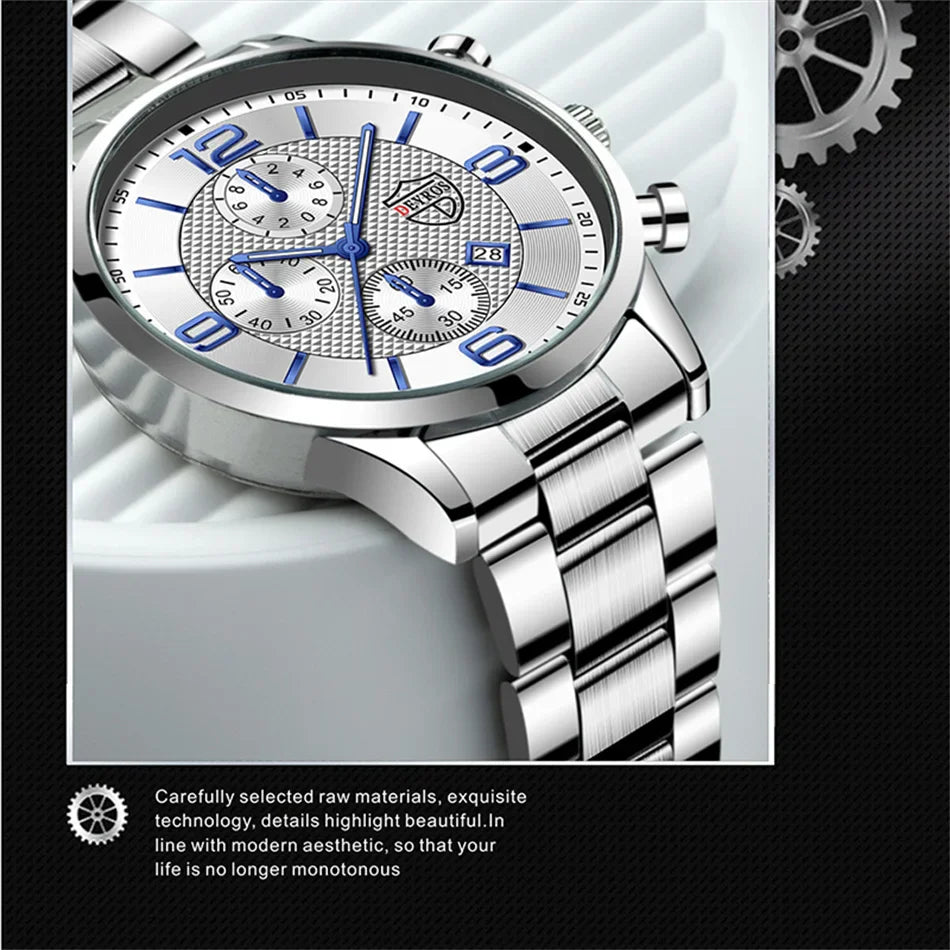 Orologi da uomo alla moda Orologio da polso al quarzo di lusso Calendario da uomo Business Casual Orologio in pelle Orologio luminoso