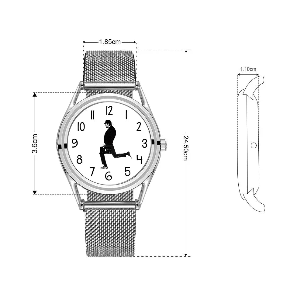 FEB 30TH Walking Men Design orologio Unisex da uomo dal Design creativo 3ATM cinturino in acciaio inossidabile resistente all'acqua