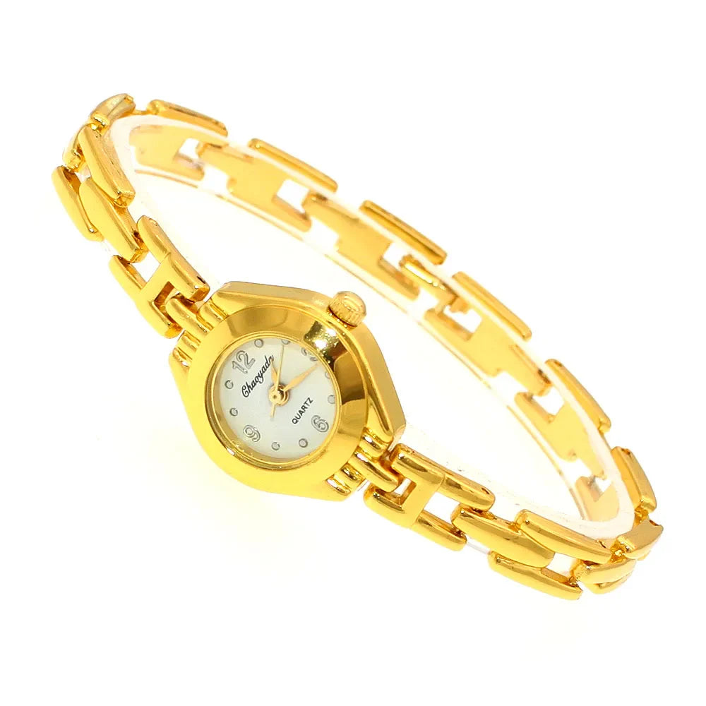 Orologio da polso da donna carino Mujer Relojes dorati Orologio al quarzo con quadrante piccolo Orologio da polso popolare Ora orologi eleganti da donna femminili