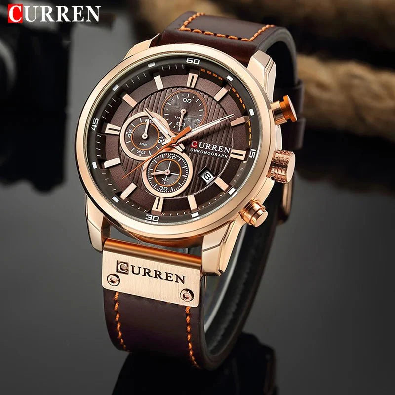 CURREN orologio da uomo in pelle orologi sportivi da uomo esercito militare orologio da polso al quarzo cronografo orologio maschile Relogio Masculino