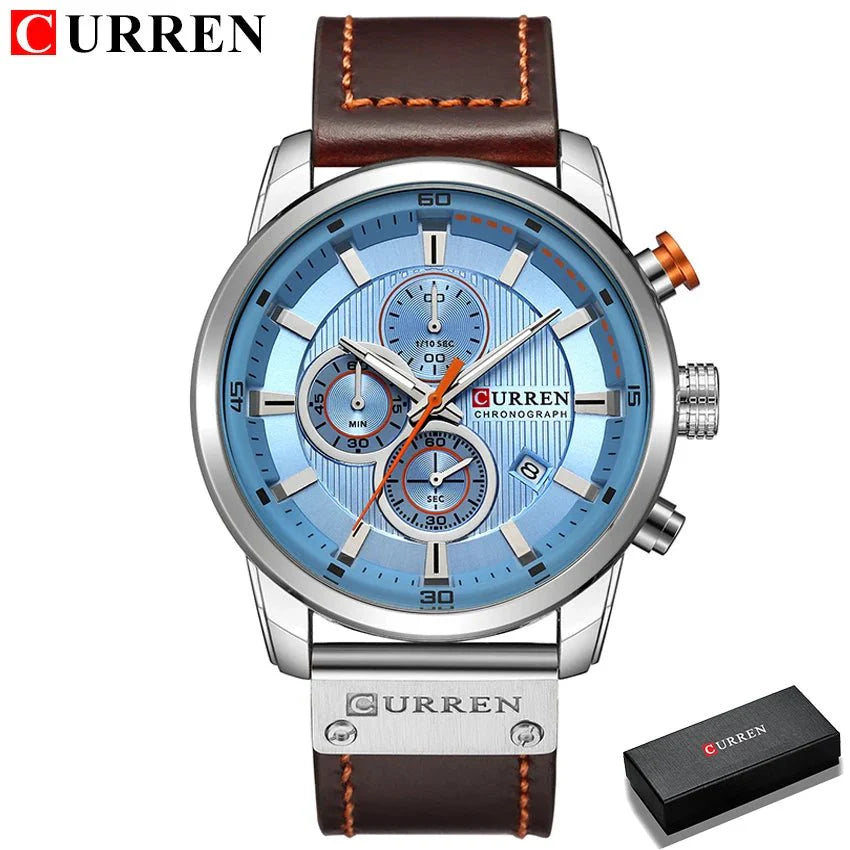 CURREN orologio da uomo in pelle orologi sportivi da uomo esercito militare orologio da polso al quarzo cronografo orologio maschile Relogio Masculino
