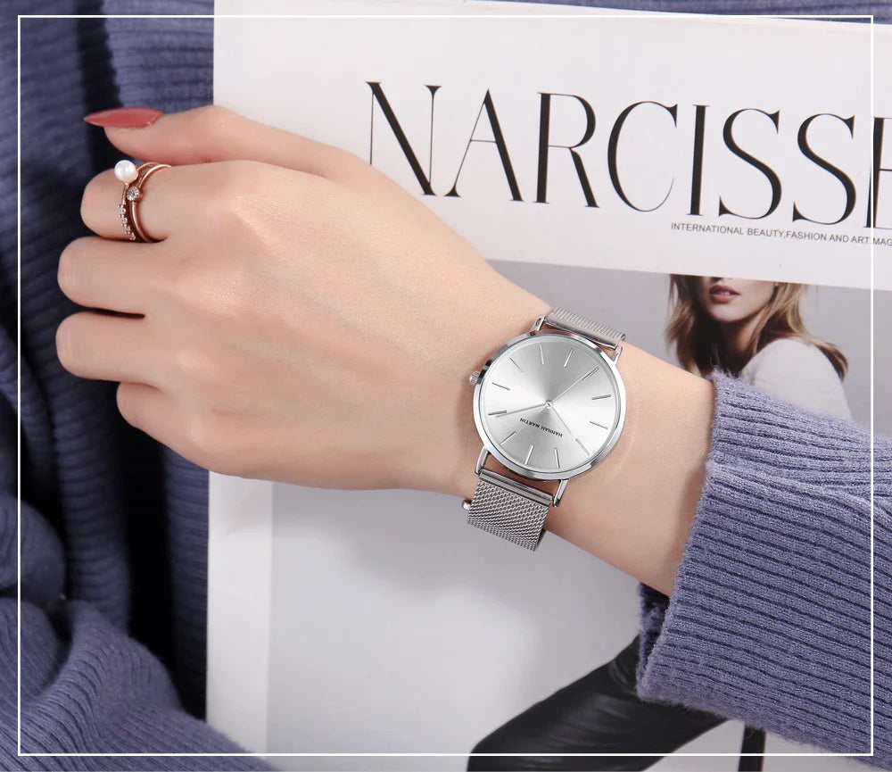 HANNAH MARTIN Movimento al quarzo giapponese in acciaio inossidabile di qualità del marchio Orologio Dropshipping da donna impermeabile da 36 mm in oro rosa completo