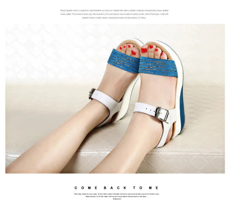 WOIZGIC Women's Ladies Female Genuine Leather Shoes Platform Sandals High Heels Summer Cool Beach Flip Flop 35-40 CDBY-5531