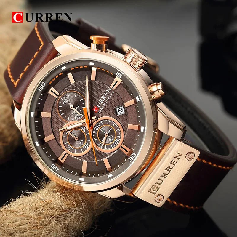 CURREN orologio da uomo in pelle orologi sportivi da uomo esercito militare orologio da polso al quarzo cronografo orologio maschile Relogio Masculino