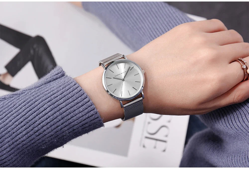HANNAH MARTIN Movimento al quarzo giapponese in acciaio inossidabile di qualità del marchio Orologio Dropshipping da donna impermeabile da 36 mm in oro rosa completo