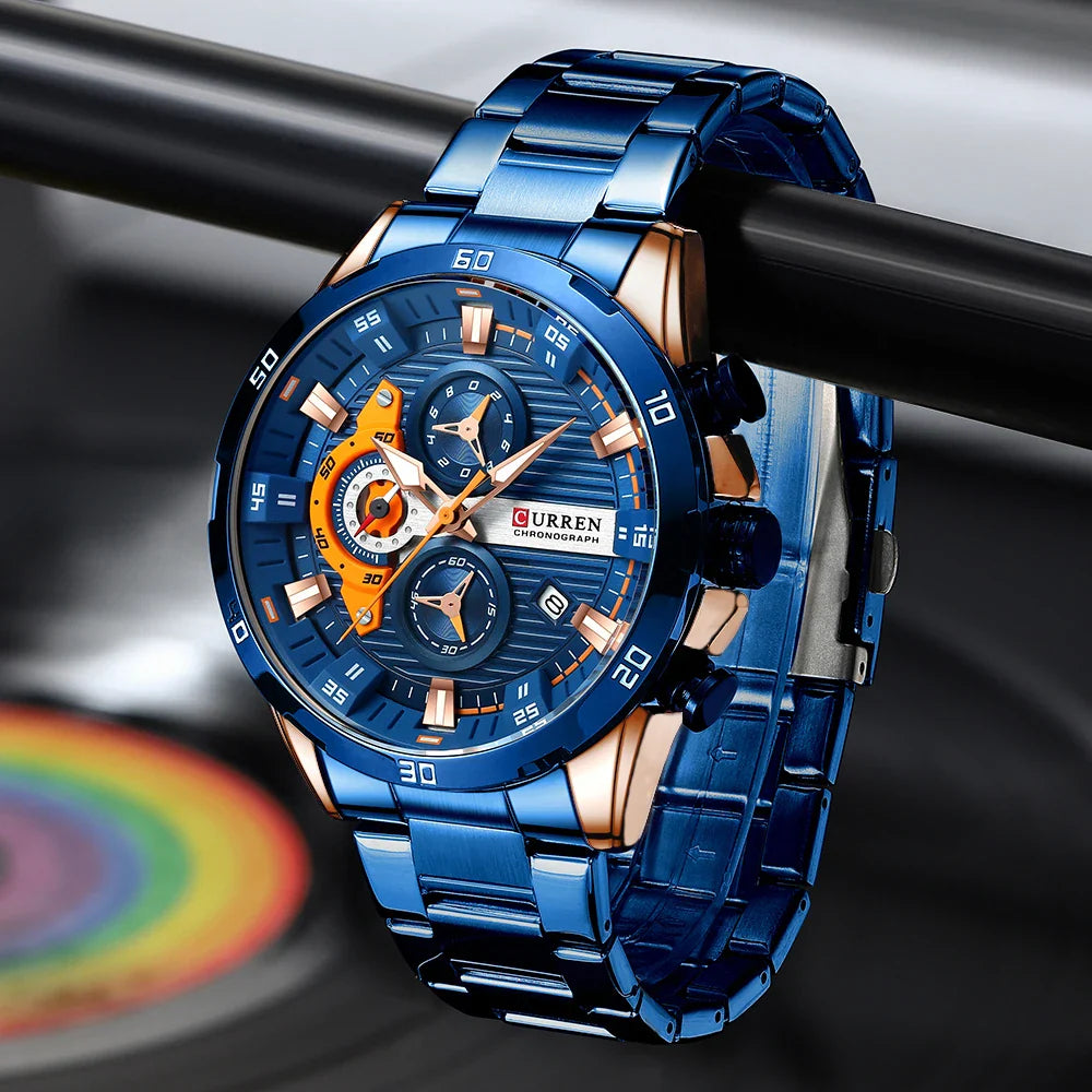 CURREN orologio da uomo orologi da uomo al quarzo sportivi di lusso delle migliori marche orologio da polso cronografo impermeabile in acciaio pieno da uomo Relogio Masculino