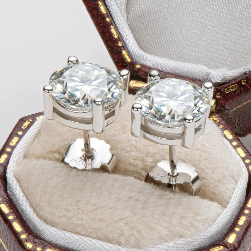 IOGOU 3mm/4mm/5mm/6.5mm/8mm/9mm/10mm/11mm Certificato D VVS1 Moissanite Orecchini con perno 925 Orecchini in argento per le donne Uomini Gioielli