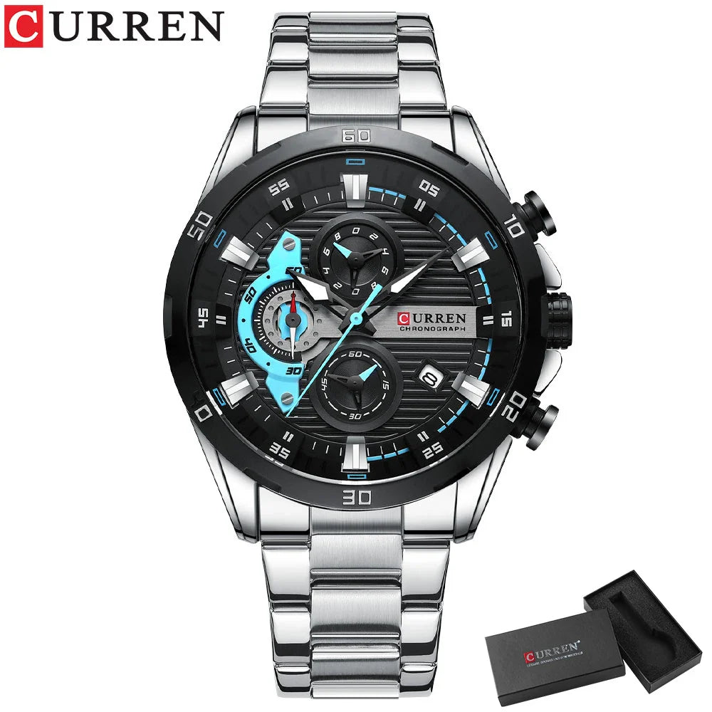 CURREN orologio da uomo orologi da uomo al quarzo sportivi di lusso delle migliori marche orologio da polso cronografo impermeabile in acciaio pieno da uomo Relogio Masculino