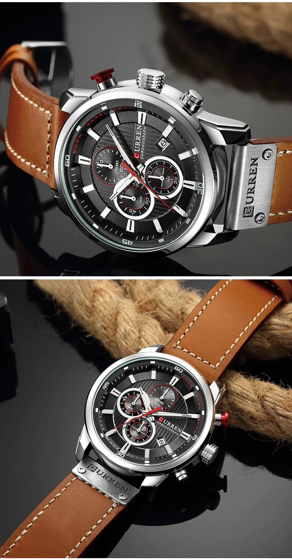 CURREN orologio da uomo in pelle orologi sportivi da uomo esercito militare orologio da polso al quarzo cronografo orologio maschile Relogio Masculino
