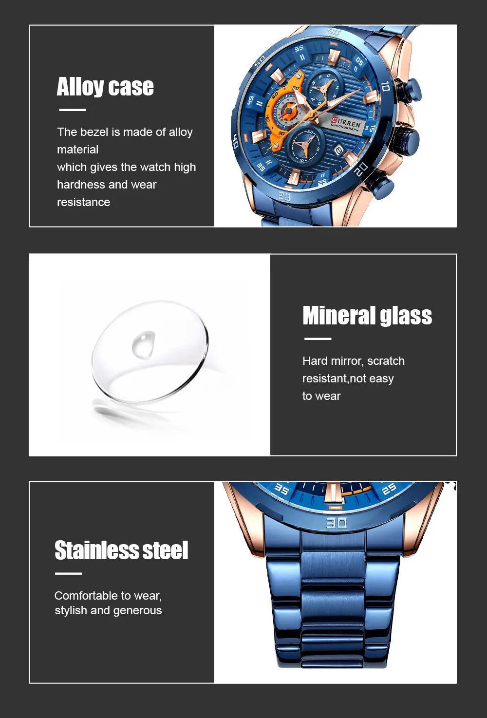 CURREN orologio da uomo orologi da uomo al quarzo sportivi di lusso delle migliori marche orologio da polso cronografo impermeabile in acciaio pieno da uomo Relogio Masculino