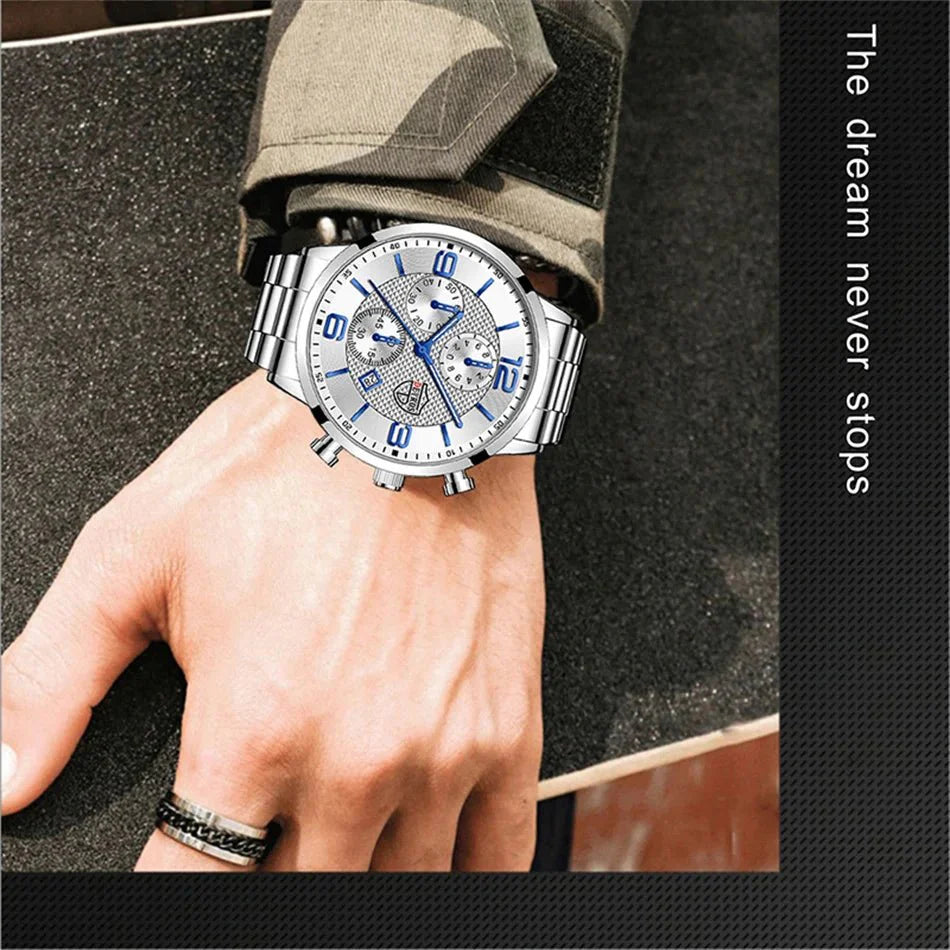 Orologi da uomo alla moda Orologio da polso al quarzo di lusso Calendario da uomo Business Casual Orologio in pelle Orologio luminoso