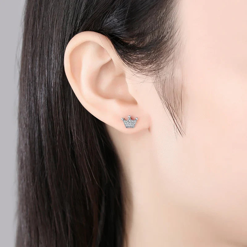 Orecchini Originali in Argento Sterling 925, Modello 2026, a Perno e a Cerchio con Cristalli, per Donna, in Oro Rosa, con Corona, Cuore, Infinito, Ape, Gioielli