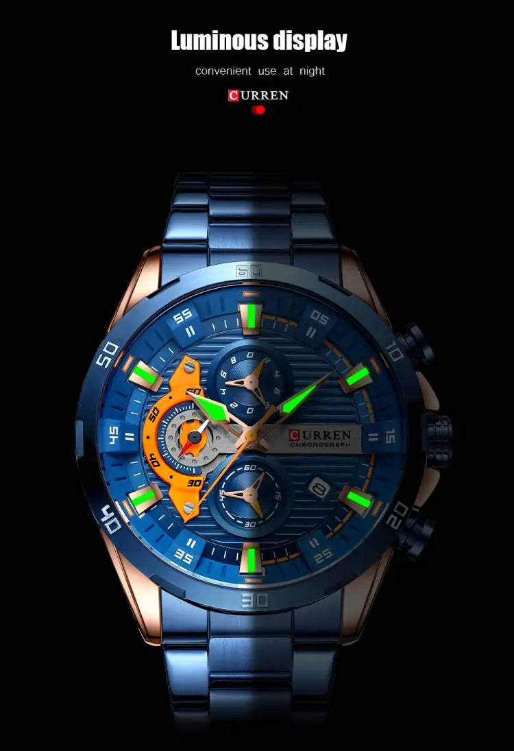 CURREN orologio da uomo orologi da uomo al quarzo sportivi di lusso delle migliori marche orologio da polso cronografo impermeabile in acciaio pieno da uomo Relogio Masculino
