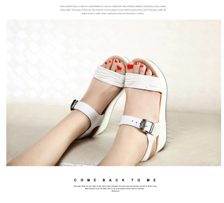 WOIZGIC Women's Ladies Female Genuine Leather Shoes Platform Sandals High Heels Summer Cool Beach Flip Flop 35-40 CDBY-5531