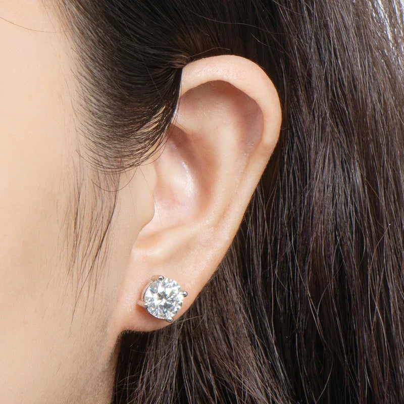 IOGOU 3mm/4mm/5mm/6.5mm/8mm/9mm/10mm/11mm Certificato D VVS1 Moissanite Orecchini con perno 925 Orecchini in argento per le donne Uomini Gioielli