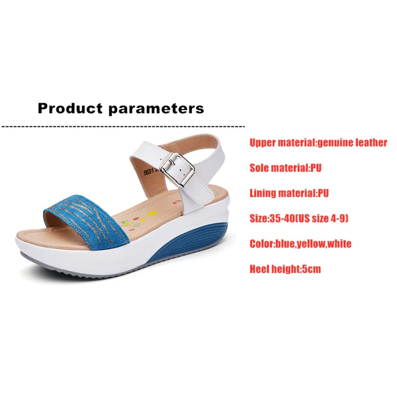 WOIZGIC Women's Ladies Female Genuine Leather Shoes Platform Sandals High Heels Summer Cool Beach Flip Flop 35-40 CDBY-5531