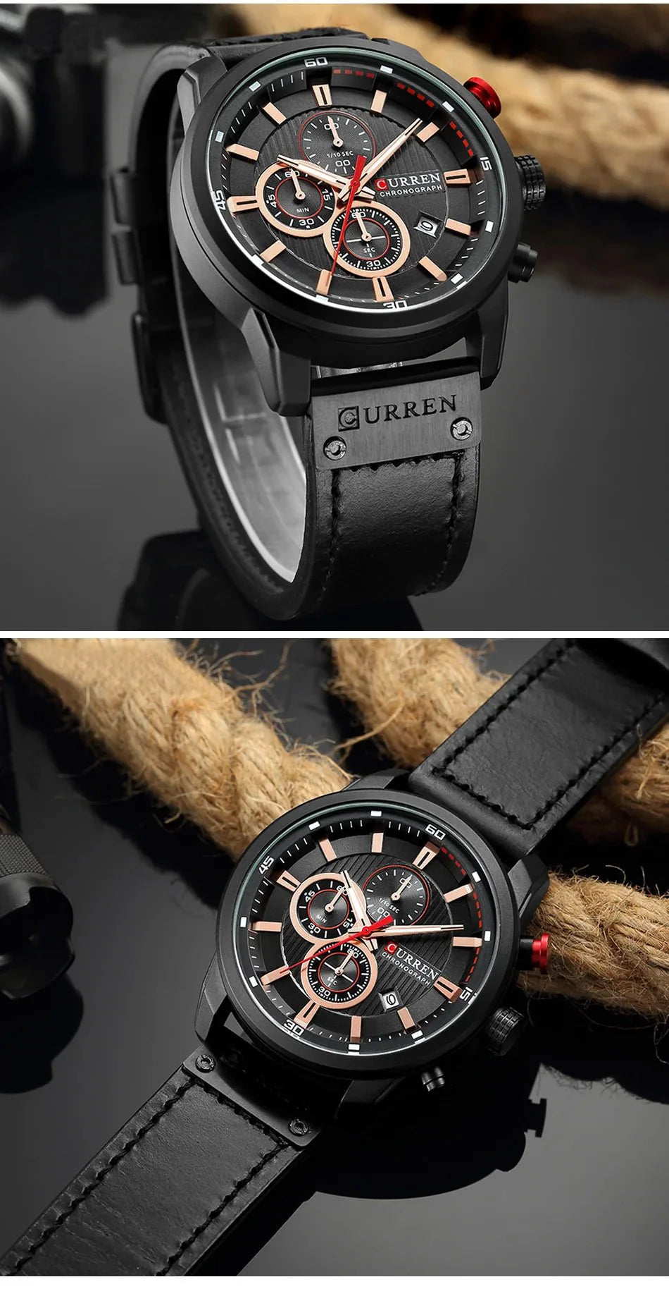 CURREN orologio da uomo in pelle orologi sportivi da uomo esercito militare orologio da polso al quarzo cronografo orologio maschile Relogio Masculino