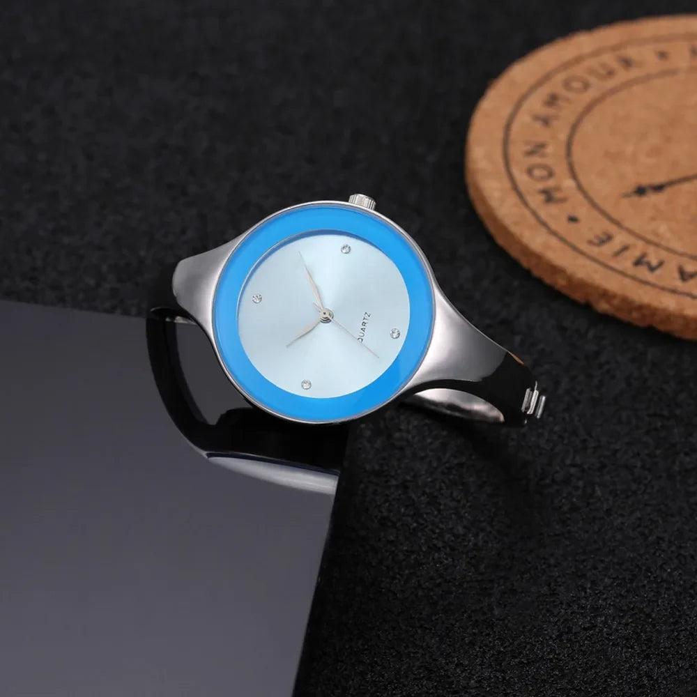 Orologio da donna con cinturino in cristallo di lusso Orologi da donna semplici alla moda Orologio da donna in acciaio inossidabile Orologio reloj mujer
