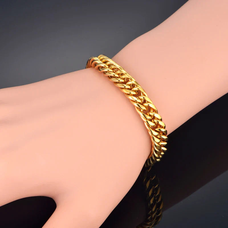 Set di gioielli da uomo Color oro acciaio inossidabile Miami Curb Cuban Link Chain bracciale collana Set Punk Hip Hop gioielli regalo maschile