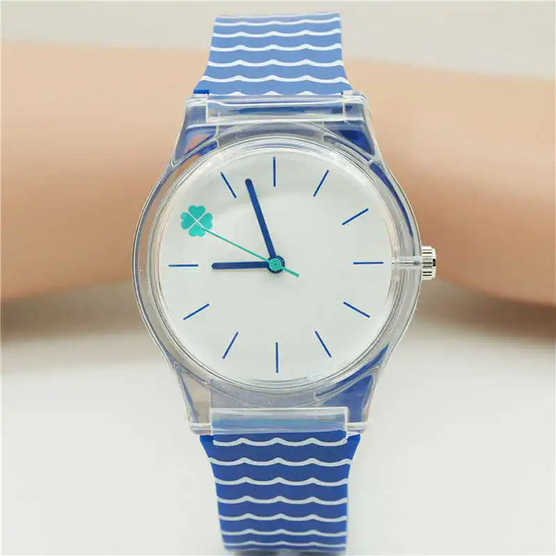 Orologio da studente/donna con cinturino in silicone alla moda casual Orologio in cristallo classico di alta qualità con novità per cartoni animati