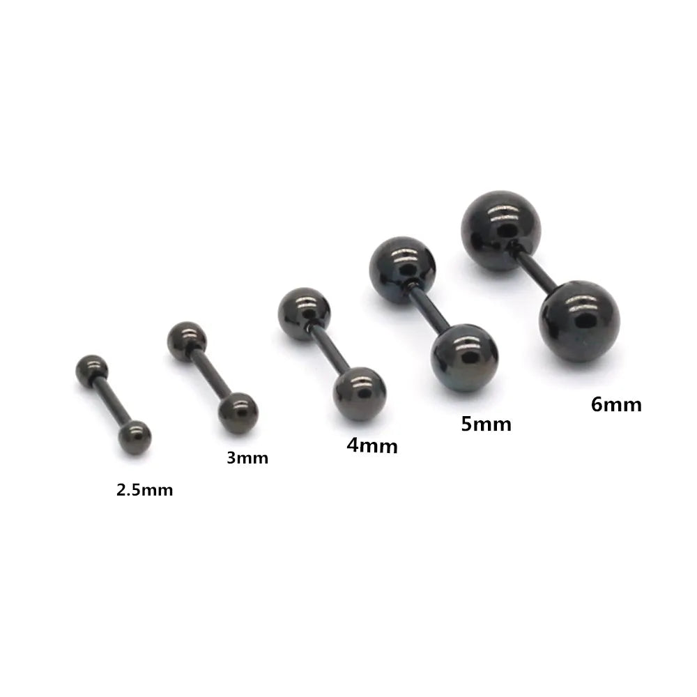 SE02 orecchini a bottone a sfera rotonda con retro a vite in titanio nero per donna uomo orecchini in acciaio inossidabile 316l gioielli di buona qualità