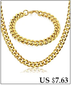 Set di gioielli da uomo Color oro acciaio inossidabile Miami Curb Cuban Link Chain bracciale collana Set Punk Hip Hop gioielli regalo maschile