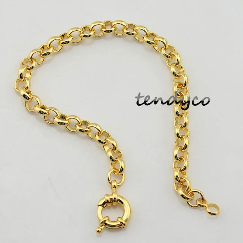 Set di gioielli da donna da uomo da 6 mm, set di braccialetti con collana Rolo a maglie color oro giallo unisex