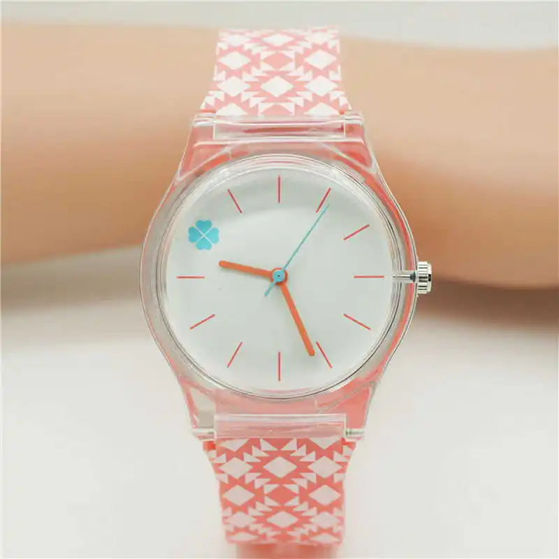 Orologio da studente/donna con cinturino in silicone alla moda casual Orologio in cristallo classico di alta qualità con novità per cartoni animati