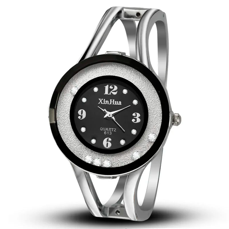 Orologi da donna Bracciale Relogio Feminino Orologio da polso al quarzo moda Orologio da polso da donna in acciaio inossidabile con cristallo Bayan Kol Sat