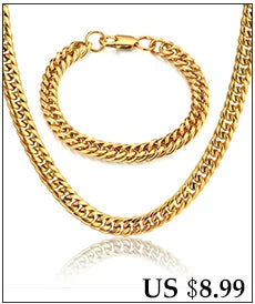 Set di gioielli da uomo Color oro acciaio inossidabile Miami Curb Cuban Link Chain bracciale collana Set Punk Hip Hop gioielli regalo maschile