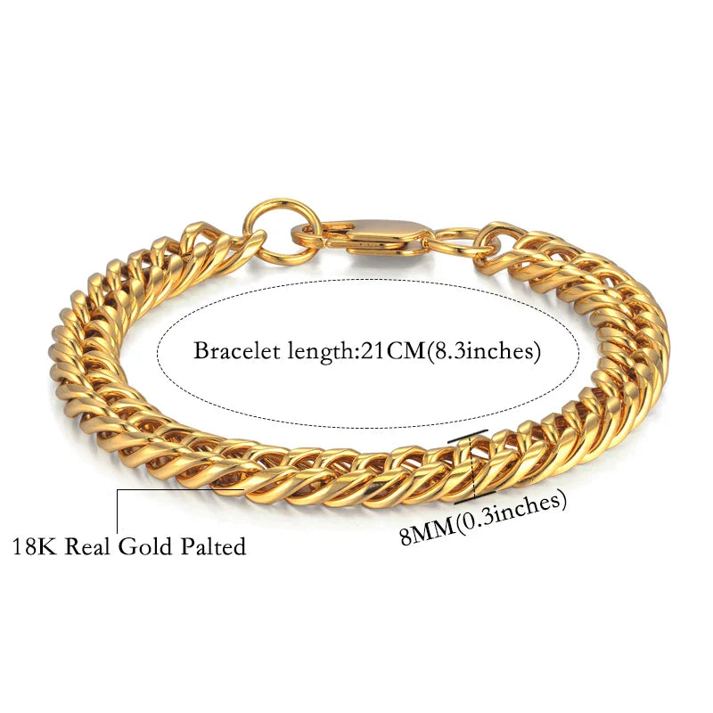 Set di gioielli da uomo Color oro acciaio inossidabile Miami Curb Cuban Link Chain bracciale collana Set Punk Hip Hop gioielli regalo maschile