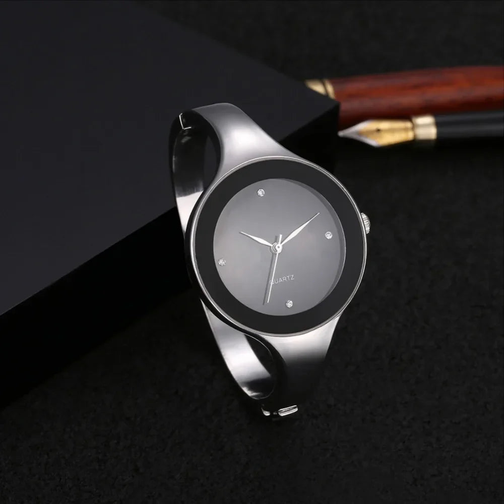 Orologio da donna con cinturino in cristallo di lusso Orologi da donna semplici alla moda Orologio da donna in acciaio inossidabile Orologio reloj mujer