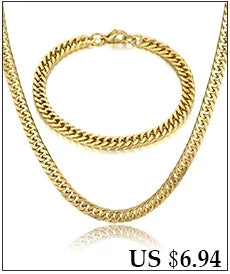 Set di gioielli da uomo Color oro acciaio inossidabile Miami Curb Cuban Link Chain bracciale collana Set Punk Hip Hop gioielli regalo maschile