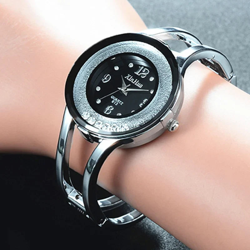 Orologi da donna Bracciale Relogio Feminino Orologio da polso al quarzo moda Orologio da polso da donna in acciaio inossidabile con cristallo Bayan Kol Sat