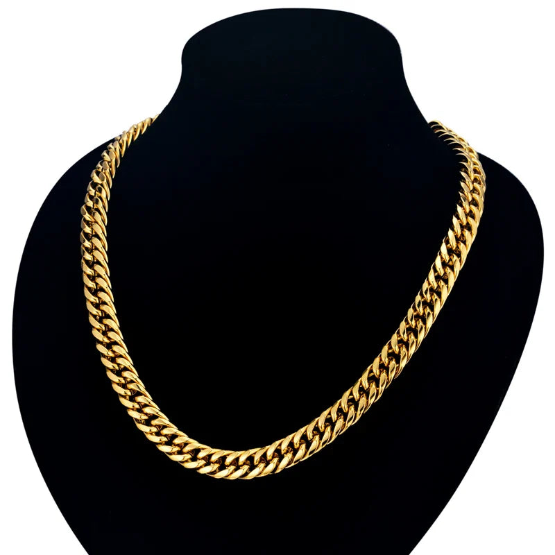 Set di gioielli da uomo Color oro acciaio inossidabile Miami Curb Cuban Link Chain bracciale collana Set Punk Hip Hop gioielli regalo maschile