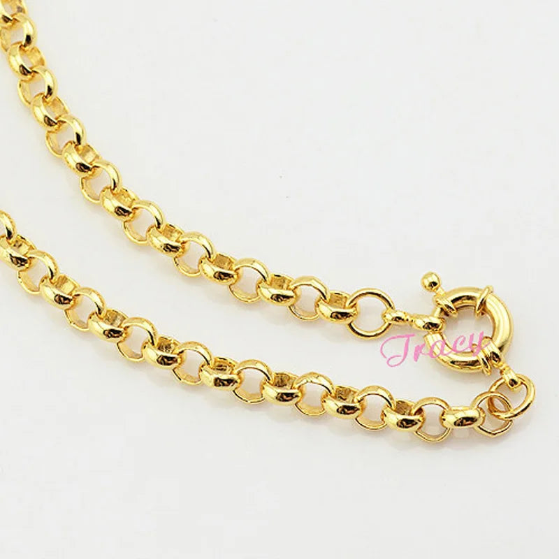 Set di gioielli da donna da uomo da 6 mm, set di braccialetti con collana Rolo a maglie color oro giallo unisex