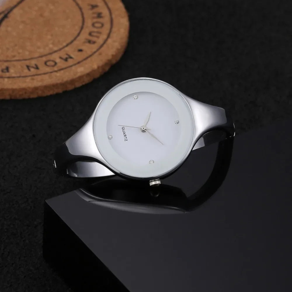 Orologio da donna con cinturino in cristallo di lusso Orologi da donna semplici alla moda Orologio da donna in acciaio inossidabile Orologio reloj mujer