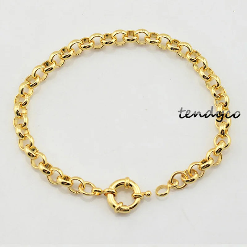 Set di gioielli da donna da uomo da 6 mm, set di braccialetti con collana Rolo a maglie color oro giallo unisex