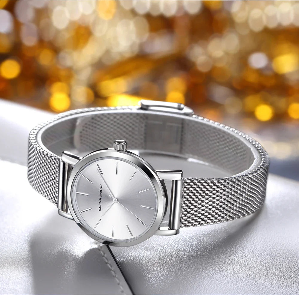HANNAH MARTIN Movimento al quarzo giapponese in acciaio inossidabile di qualità del marchio Orologio Dropshipping da donna impermeabile da 36 mm in oro rosa completo
