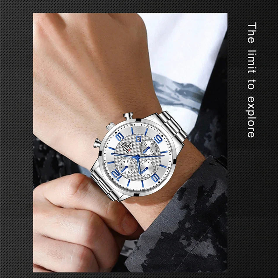 Orologi da uomo alla moda Orologio da polso al quarzo di lusso Calendario da uomo Business Casual Orologio in pelle Orologio luminoso