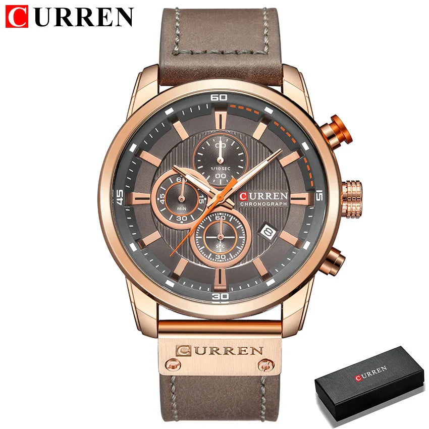 CURREN orologio da uomo in pelle orologi sportivi da uomo esercito militare orologio da polso al quarzo cronografo orologio maschile Relogio Masculino