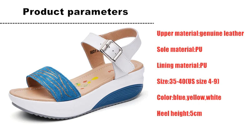 WOIZGIC Women's Ladies Female Genuine Leather Shoes Platform Sandals High Heels Summer Cool Beach Flip Flop 35-40 CDBY-5531