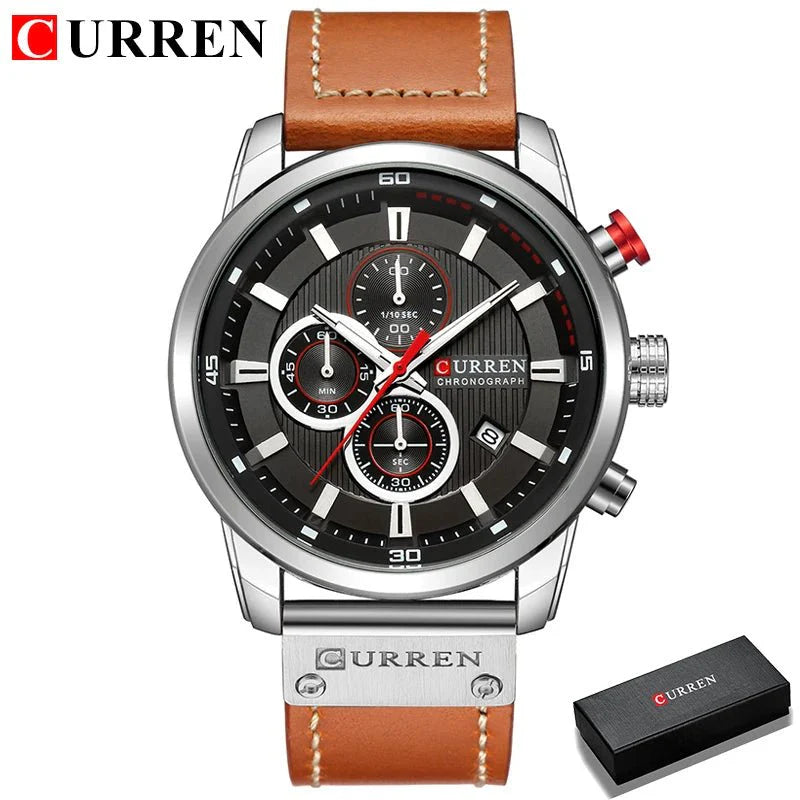 CURREN orologio da uomo in pelle orologi sportivi da uomo esercito militare orologio da polso al quarzo cronografo orologio maschile Relogio Masculino