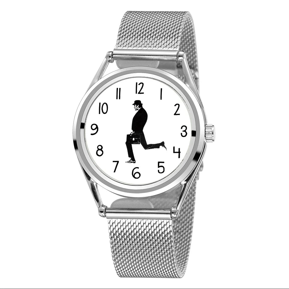 FEB 30TH Walking Men Design orologio Unisex da uomo dal Design creativo 3ATM cinturino in acciaio inossidabile resistente all'acqua
