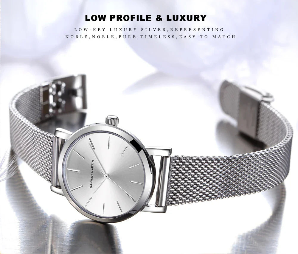 HANNAH MARTIN Movimento al quarzo giapponese in acciaio inossidabile di qualità del marchio Orologio Dropshipping da donna impermeabile da 36 mm in oro rosa completo