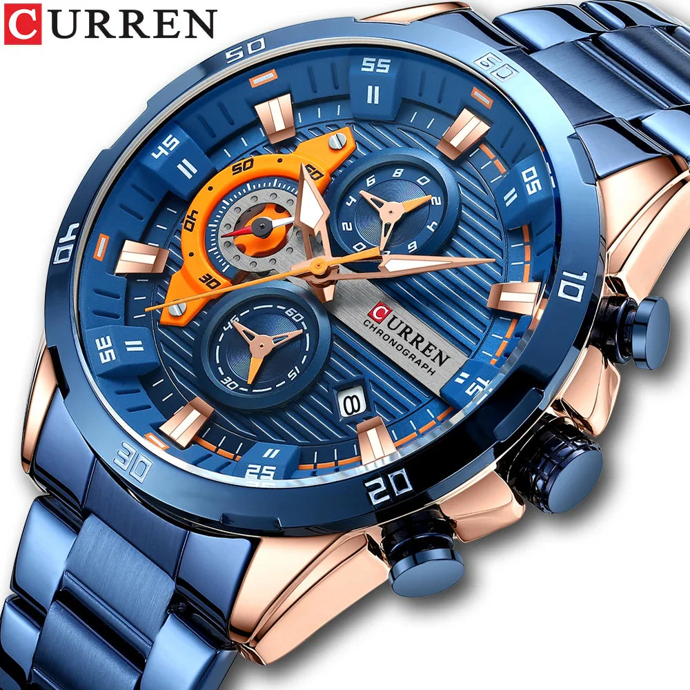 CURREN orologio da uomo orologi da uomo al quarzo sportivi di lusso delle migliori marche orologio da polso cronografo impermeabile in acciaio pieno da uomo Relogio Masculino