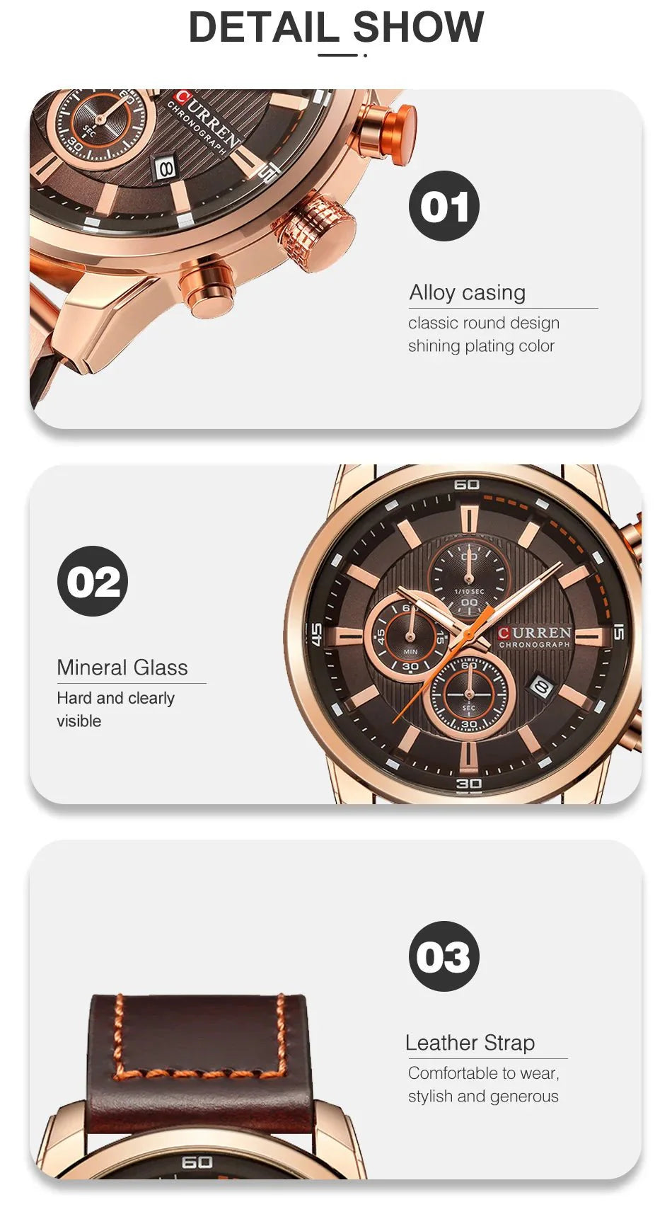 CURREN orologio da uomo in pelle orologi sportivi da uomo esercito militare orologio da polso al quarzo cronografo orologio maschile Relogio Masculino