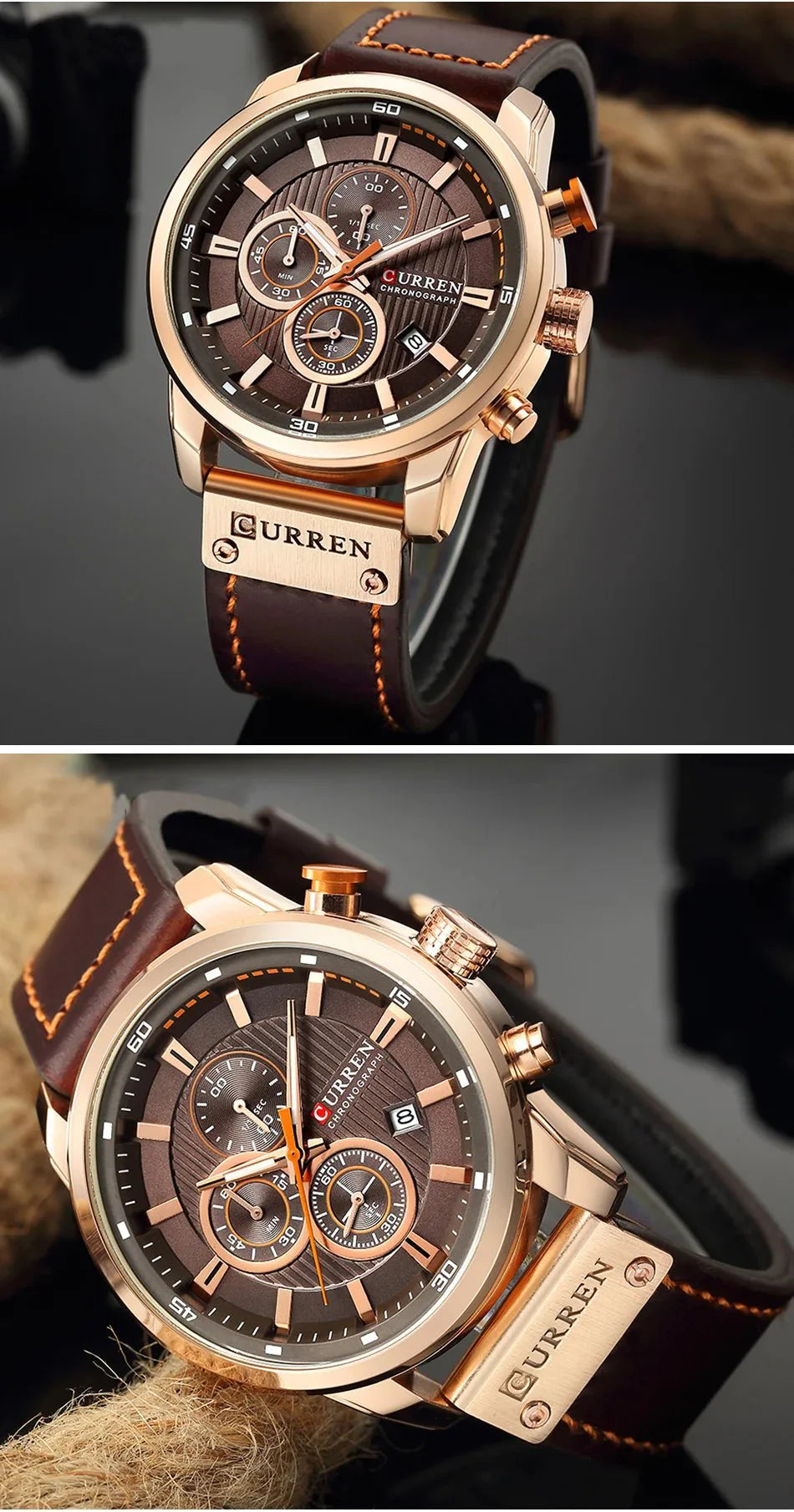 CURREN orologio da uomo in pelle orologi sportivi da uomo esercito militare orologio da polso al quarzo cronografo orologio maschile Relogio Masculino